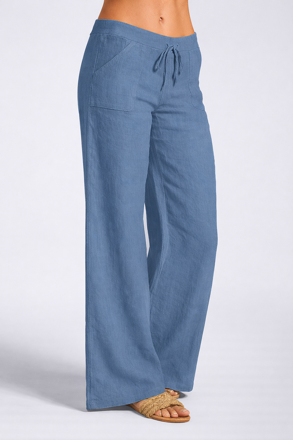 Christy - Summer Linen Blend Wide Leg Trousers