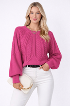 Elise Morena - Knitted Cable Sweater with Loose Fit