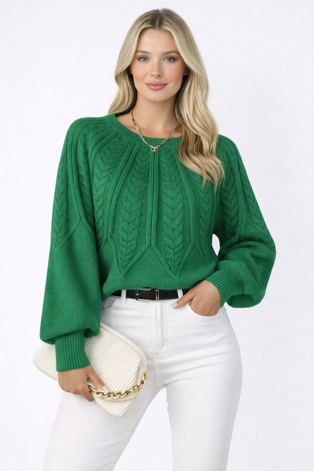Elise Morena - Knitted Cable Sweater with Loose Fit