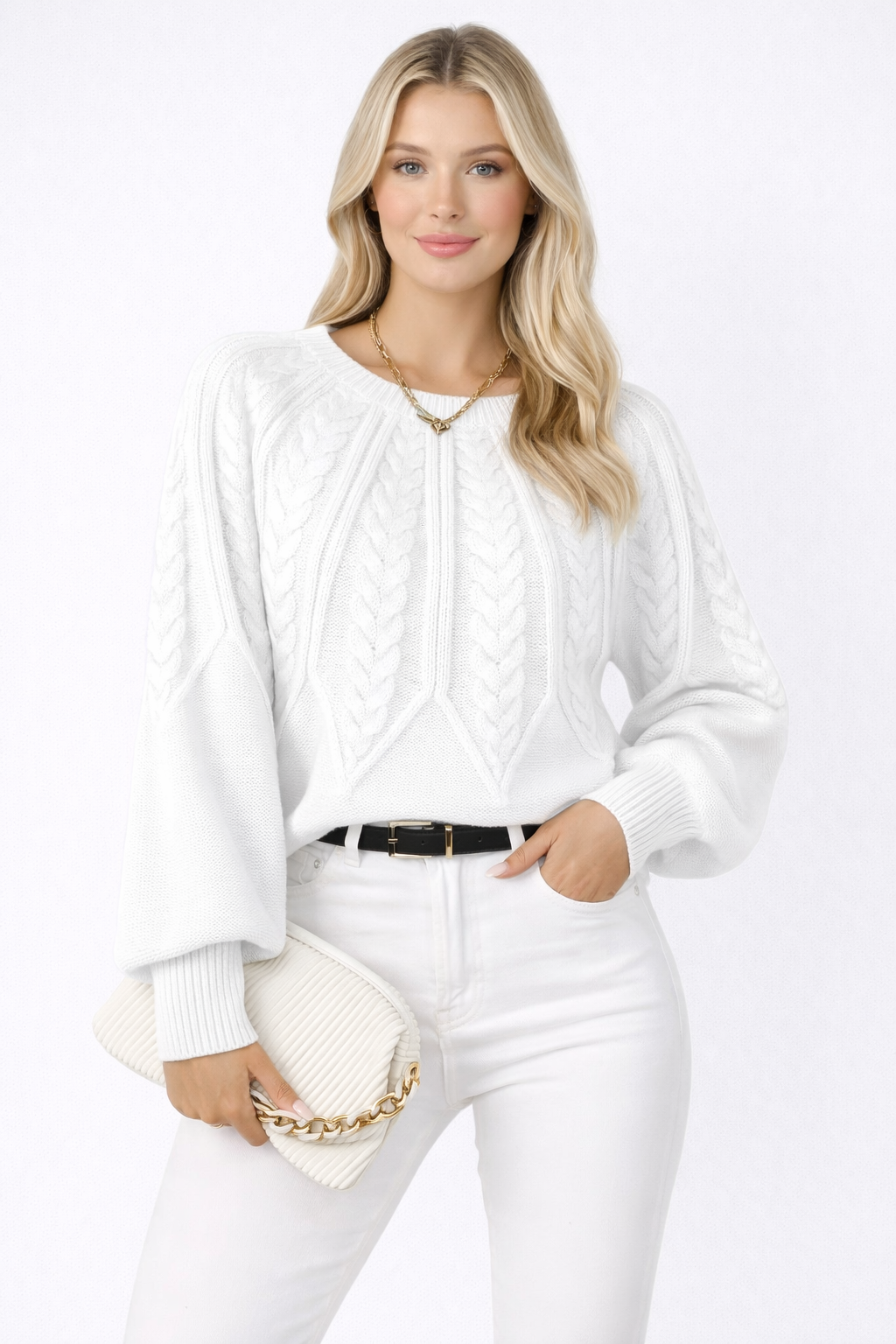 Elise Morena - Knitted Cable Sweater with Loose Fit