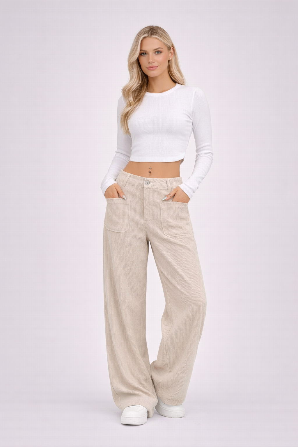 Marielle | Rib High Waist Wide Leg Broek