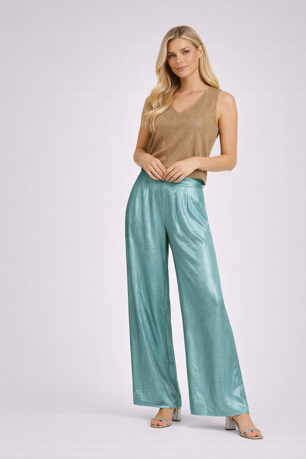 Camila | Metallic Wide Leg Trousers