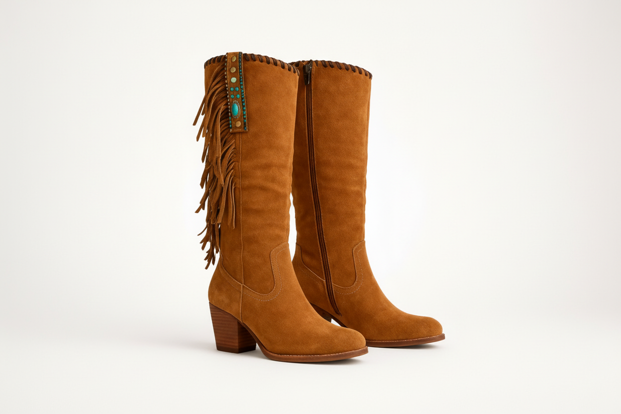 Tiana Esra | Fringed Western Knee-High Boots