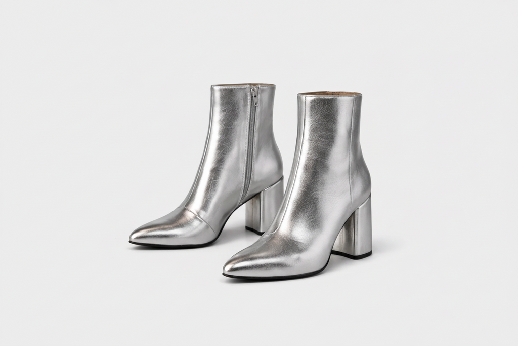 Eva | Metallic Block Heel Ankle Boots