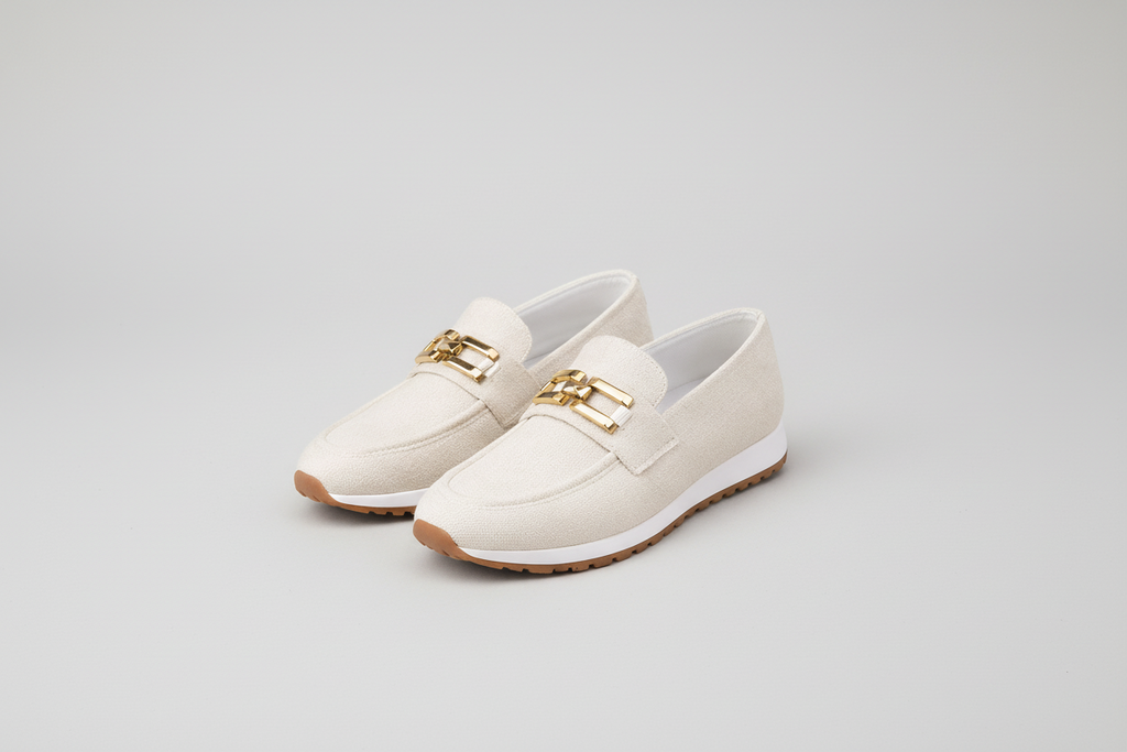 Jenny | Suede Loafers with Gold Accents
