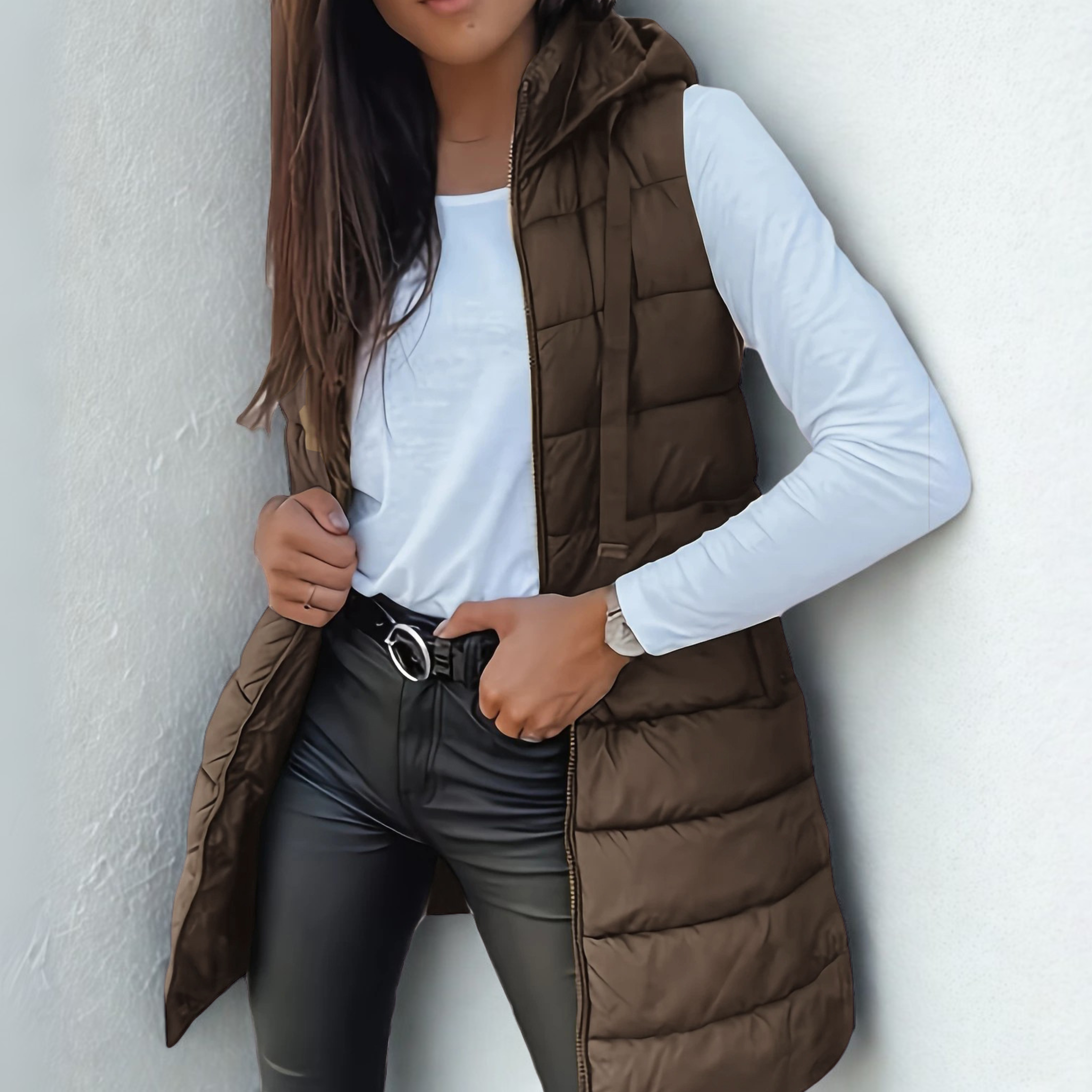 ISA | Lightweight Hooded Long Puffer Vest