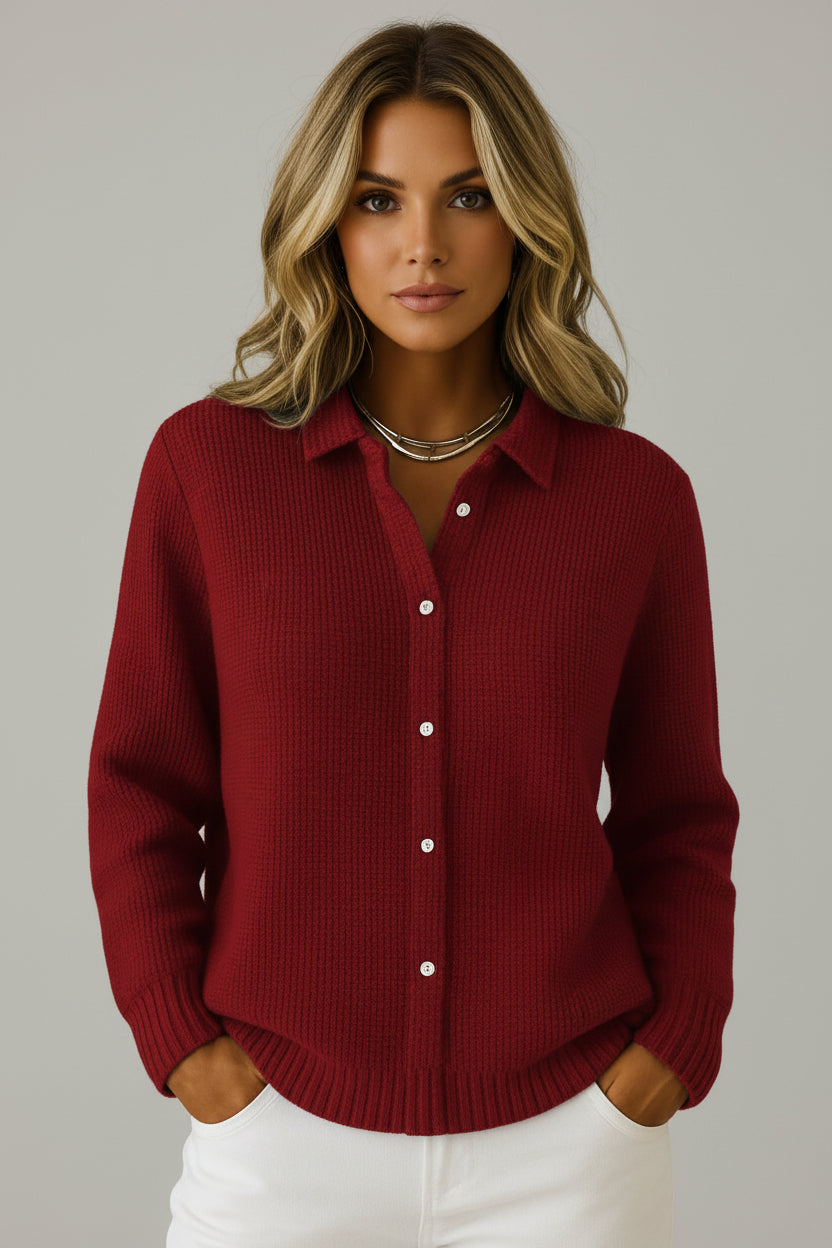 Classic Knitted Cardigan Sweater with Refined Collar Design | Timeless Elegance for Everyday Wear | Elcevi
