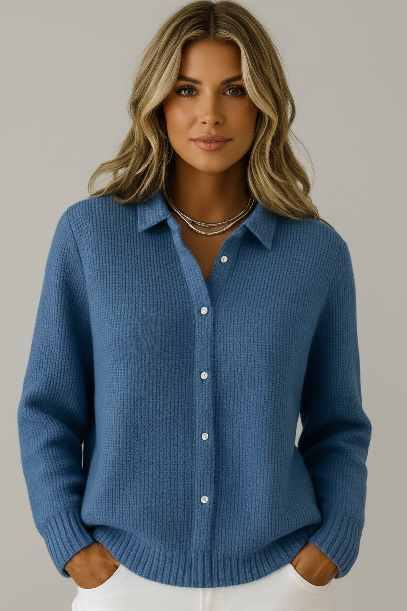 Classic Knitted Cardigan Sweater with Refined Collar Design | Timeless Elegance for Everyday Wear | Elcevi