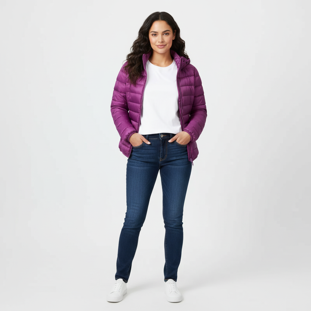 Comfortable Women's Puffer Jacket with Sporty Fit - Janice