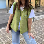 Lia | Women's sleeveless vest with snap buttons, round neckline