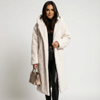 Women's Teddy Coat with Hood and Button Closure - Amy