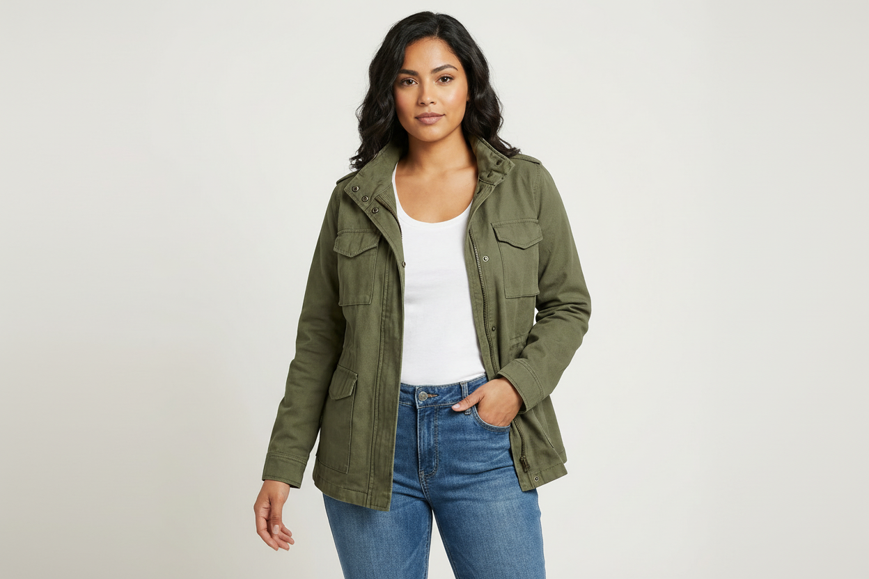 Livy | Women's Utility Jacket with Waist Detail and Flap Pockets