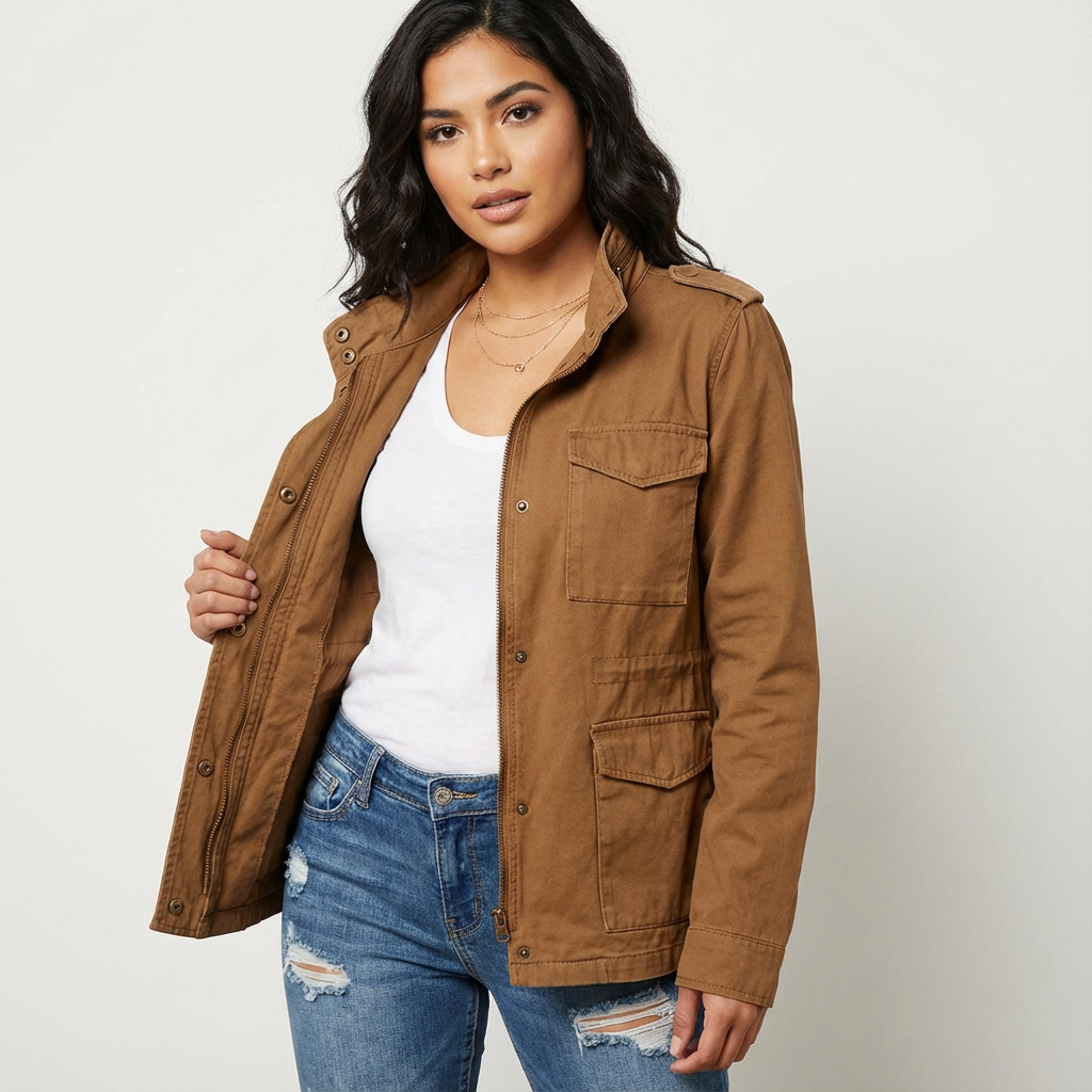 Livy | Women's Utility Jacket with Waist Detail and Flap Pockets