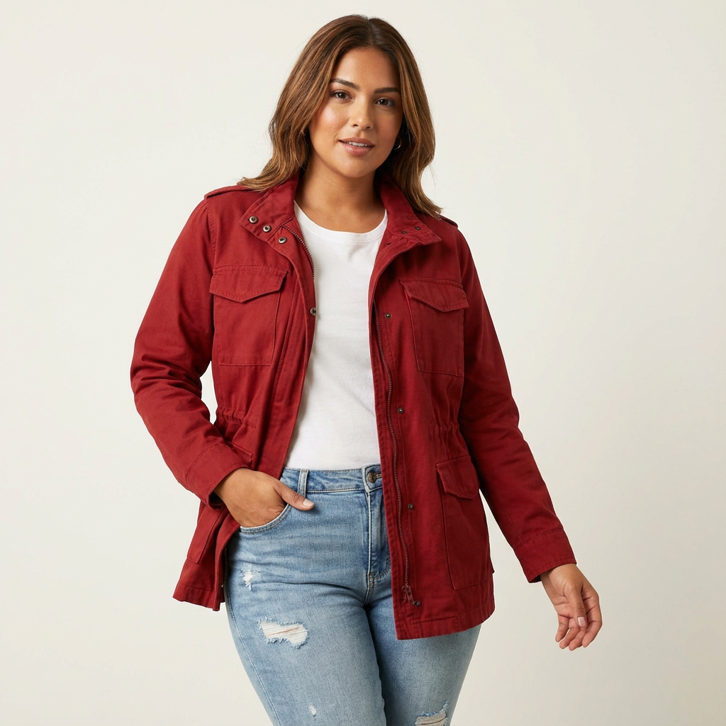Livy | Women's Utility Jacket with Waist Detail and Flap Pockets