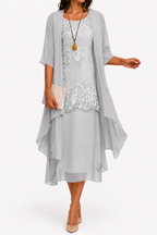 Elcevi | Dress with Round Neckline and 3/4 Sleeves for Wedding Guests For Women