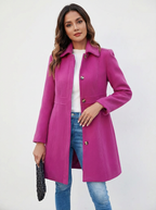 Elegant A-Line Women's Coat with Button Closure - Emma