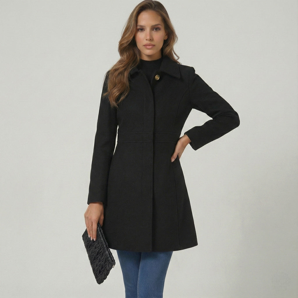 Elegant A-Line Women's Coat with Button Closure - Emma