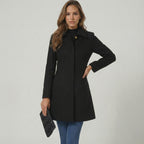 Elegant A-Line Women's Coat with Button Closure - Emma