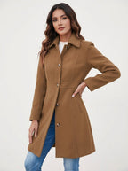 Elegant A-Line Women's Coat with Button Closure - Emma