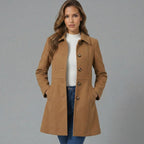 Elegant A-Line Women's Coat with Button Closure - Emma