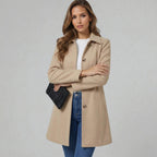 Elegant A-Line Women's Coat with Button Closure - Emma