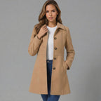 Elegant A-Line Women's Coat with Button Closure - Emma