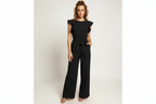 Elegant Women's Jumpsuit with Ruffle Sleeves and Belt