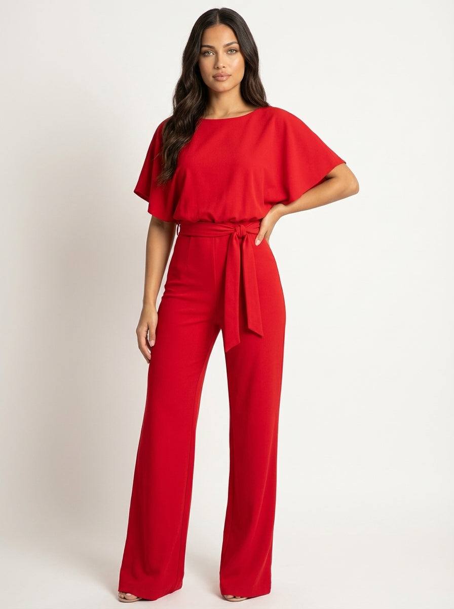 Elegant Women's Jumpsuit with Belt - Joyce
