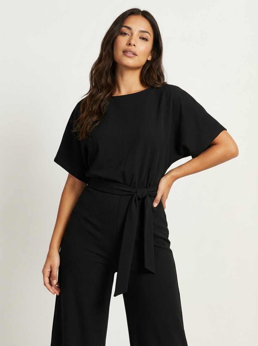 Elegant Women's Jumpsuit with Belt - Joyce