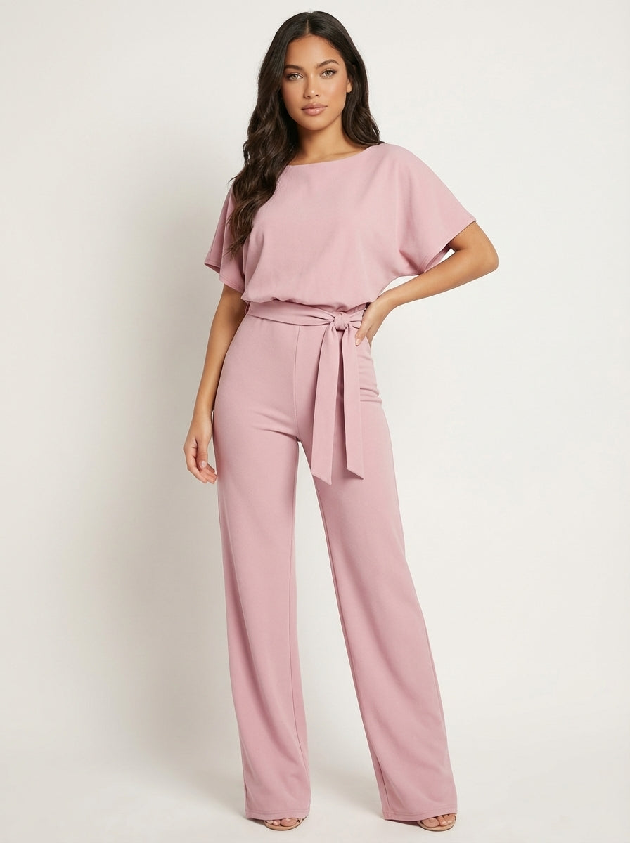 Elegant Women's Jumpsuit with Belt - Joyce