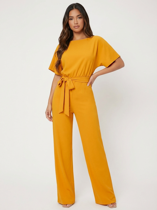 Elegant Women's Jumpsuit with Belt - Joyce