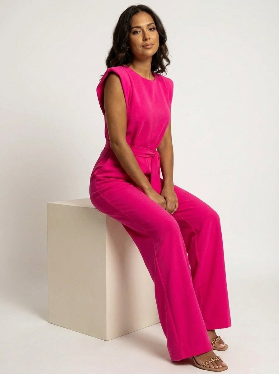 Elegant Women's Jumpsuit with Ruffle Sleeves and Belt