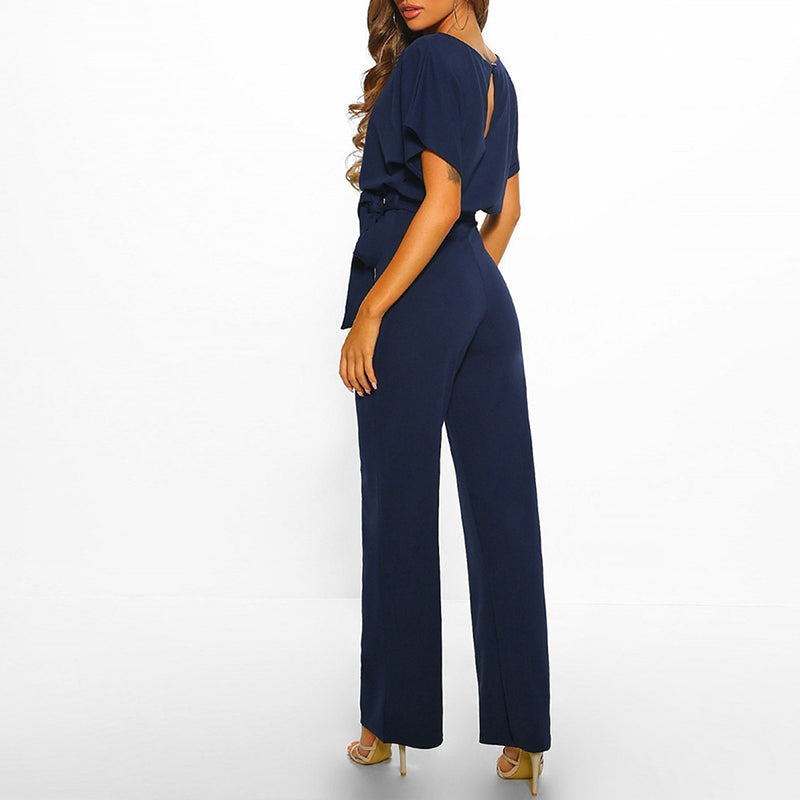 Elegant Women's Jumpsuit with Belt - Joyce