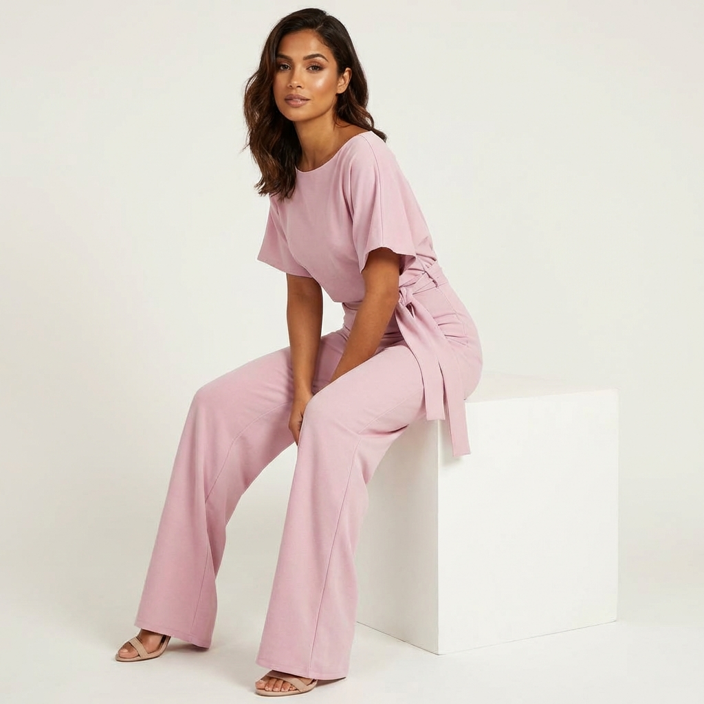 Elegant Women's Jumpsuit with Belt - Joyce