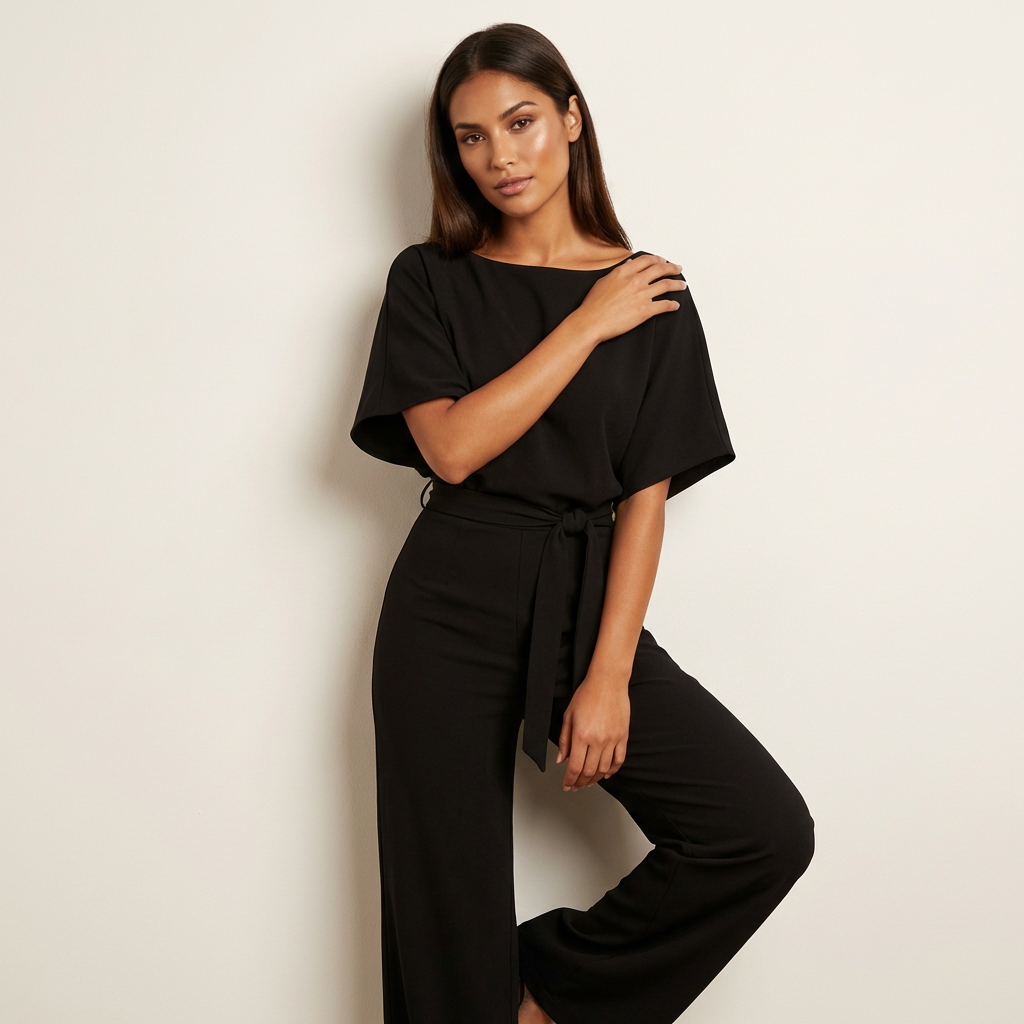 Elegant Women's Jumpsuit with Belt - Joyce