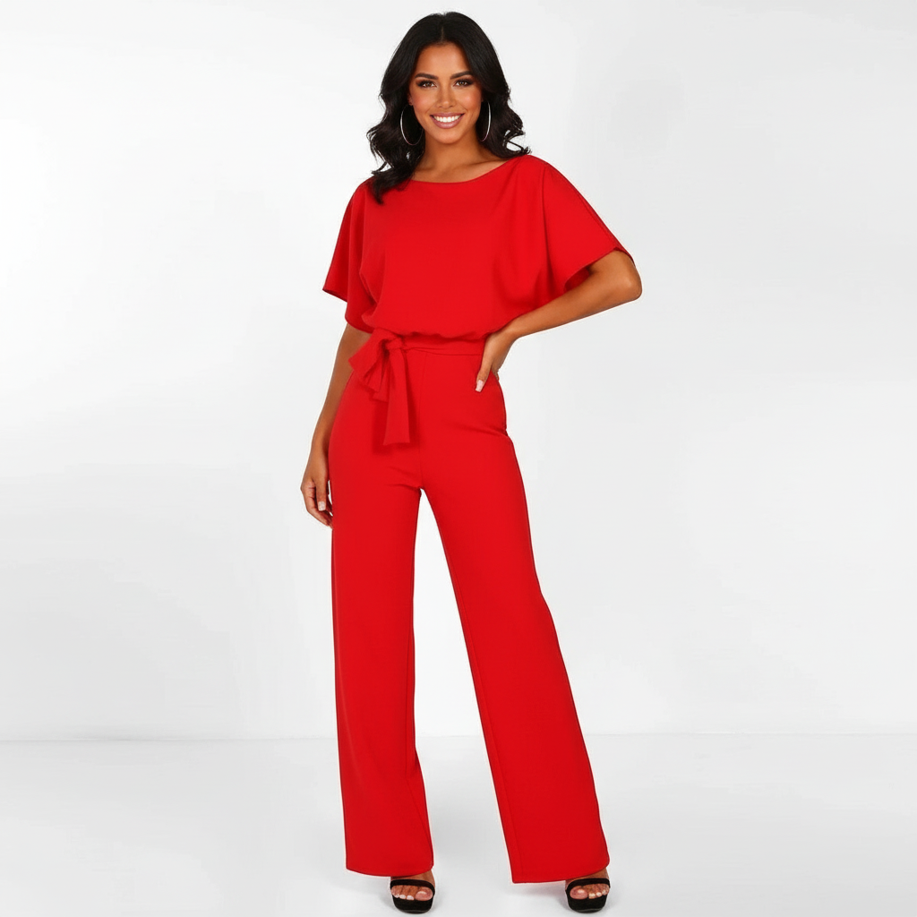 Elegant Women's Jumpsuit with Belt - Joyce