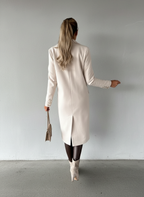 Elegant Long Double-Breasted Women's Coat - Esra