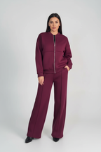 Elegant Two-Piece Women's Lounge Set with Wide Leg Pants - Esra