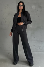 Elegant Two-Piece Women's Lounge Set with Wide Leg Pants - Esra