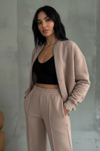 Elegant Two-Piece Women's Lounge Set with Wide Leg Pants - Esra