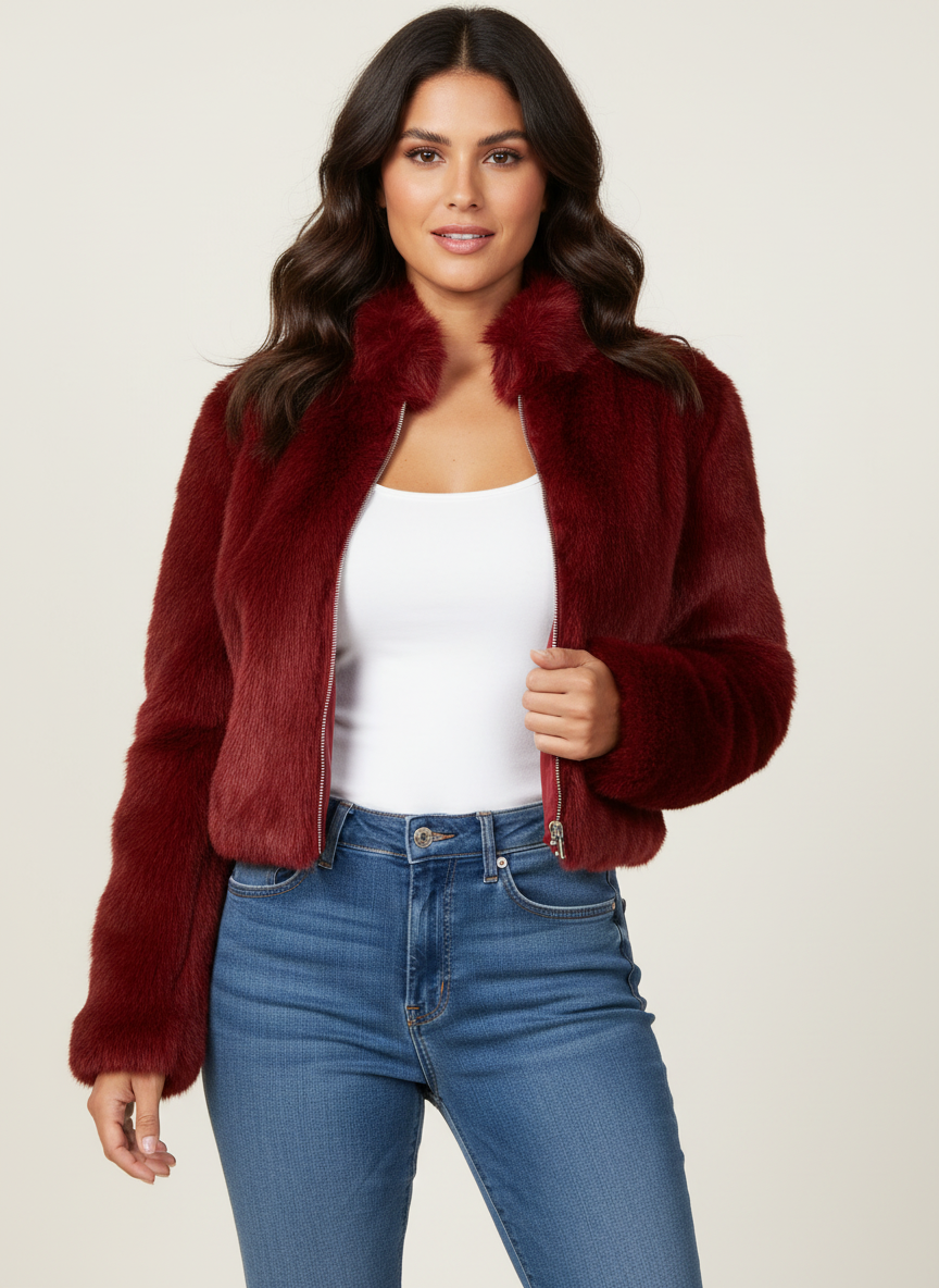 Faux Fur Short Women's Jacket - Emma