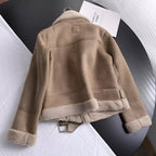 Julia — Winter Suede‑Look Biker Jacket with Faux Fur