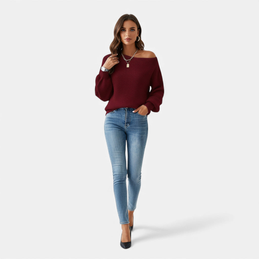 Lia | Women’s Off-Shoulder Jumper – Soft Knit Elegance