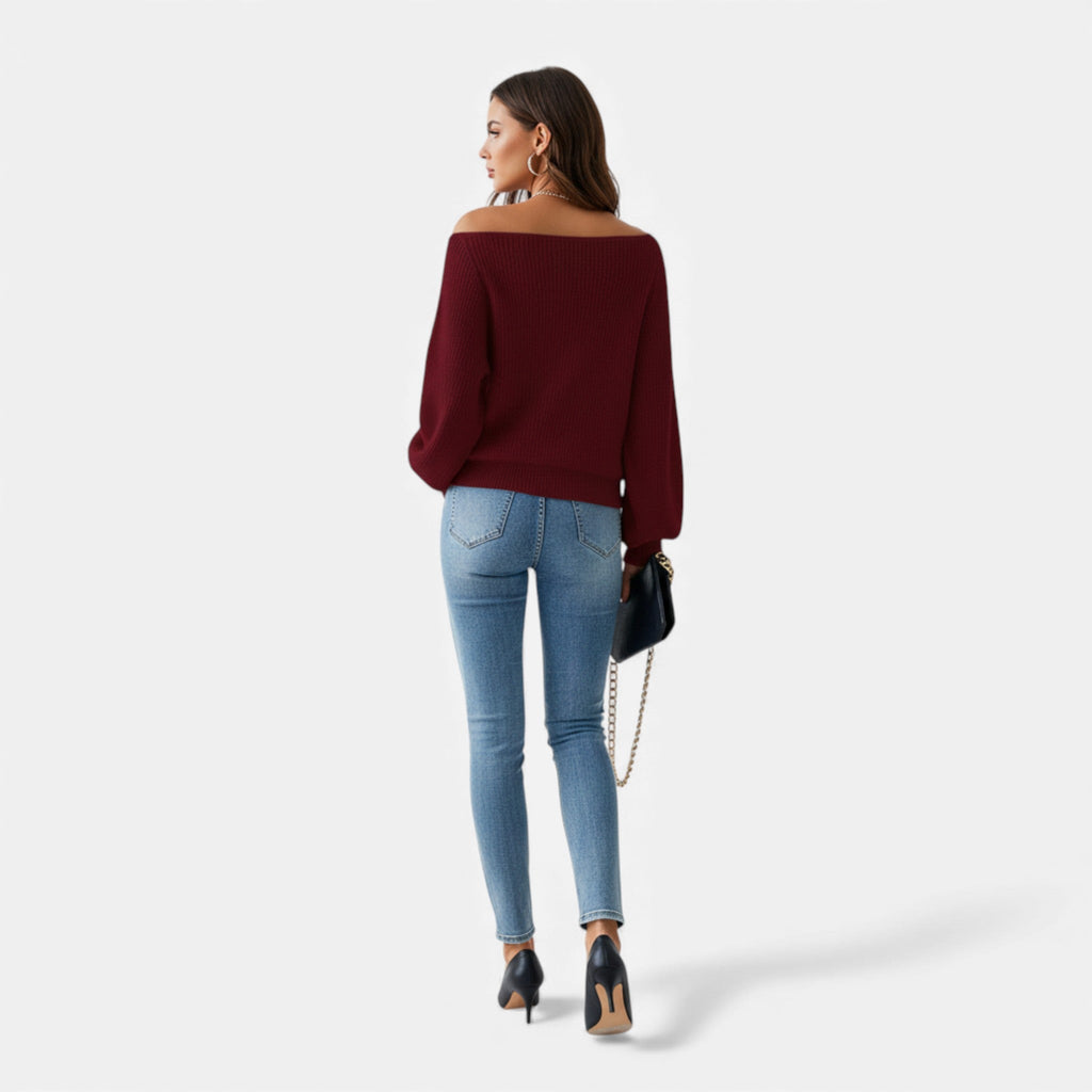 Lia | Women’s Off-Shoulder Jumper – Soft Knit Elegance