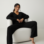 Ribbed Lounge Set for Women with V-Neck - Elena