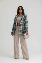 Checked Women's Blazer with Elegant Fit - Esra
