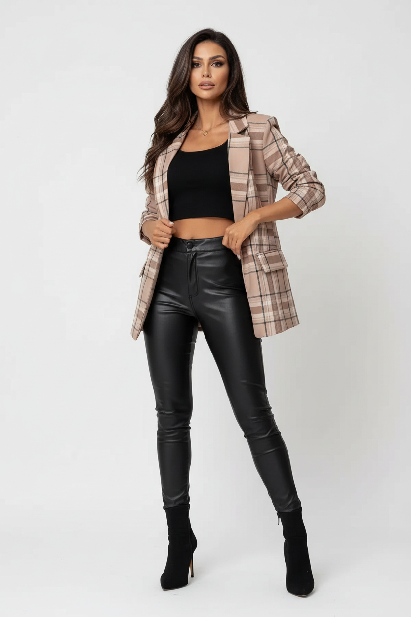 Checked Women's Blazer with Elegant Fit - Esra