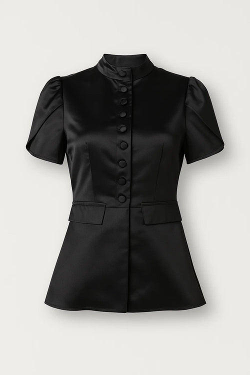 Amberley - Tailored Top with Stand-Up Collar