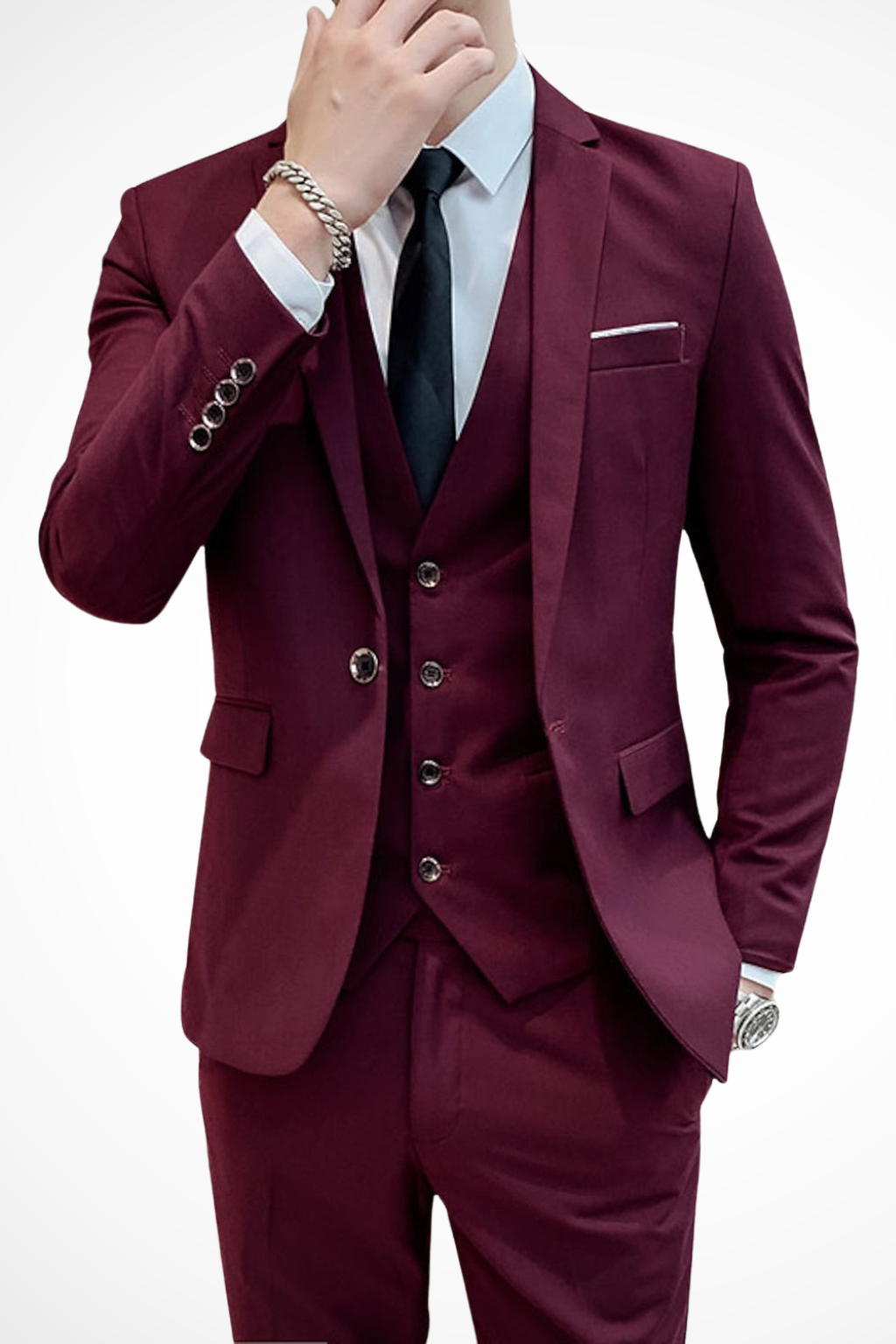 Liam | Men Slim Fit Notch Lapel 3 Piece Wedding Guest Suit