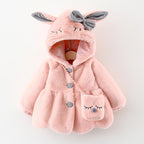 Lili | Cute Bunny Ears Plush Baby Jacket Christmas Sweet Princess Girls Jacket Autumn Winter Warm Hooded Outerwear Toddler Girl Clothing